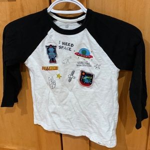 Gap kids baseball-style shirt with space theme designs
